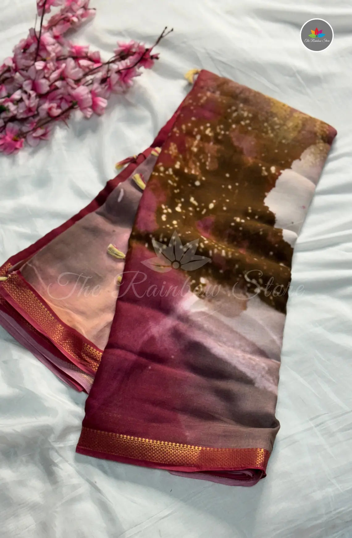 Mulbar Soft Silk Saree with Digital Prints - Kumkum Red
