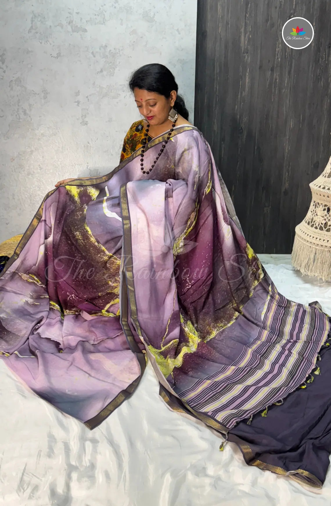 Mulbar Soft Silk Saree with Digital Prints - Velvet