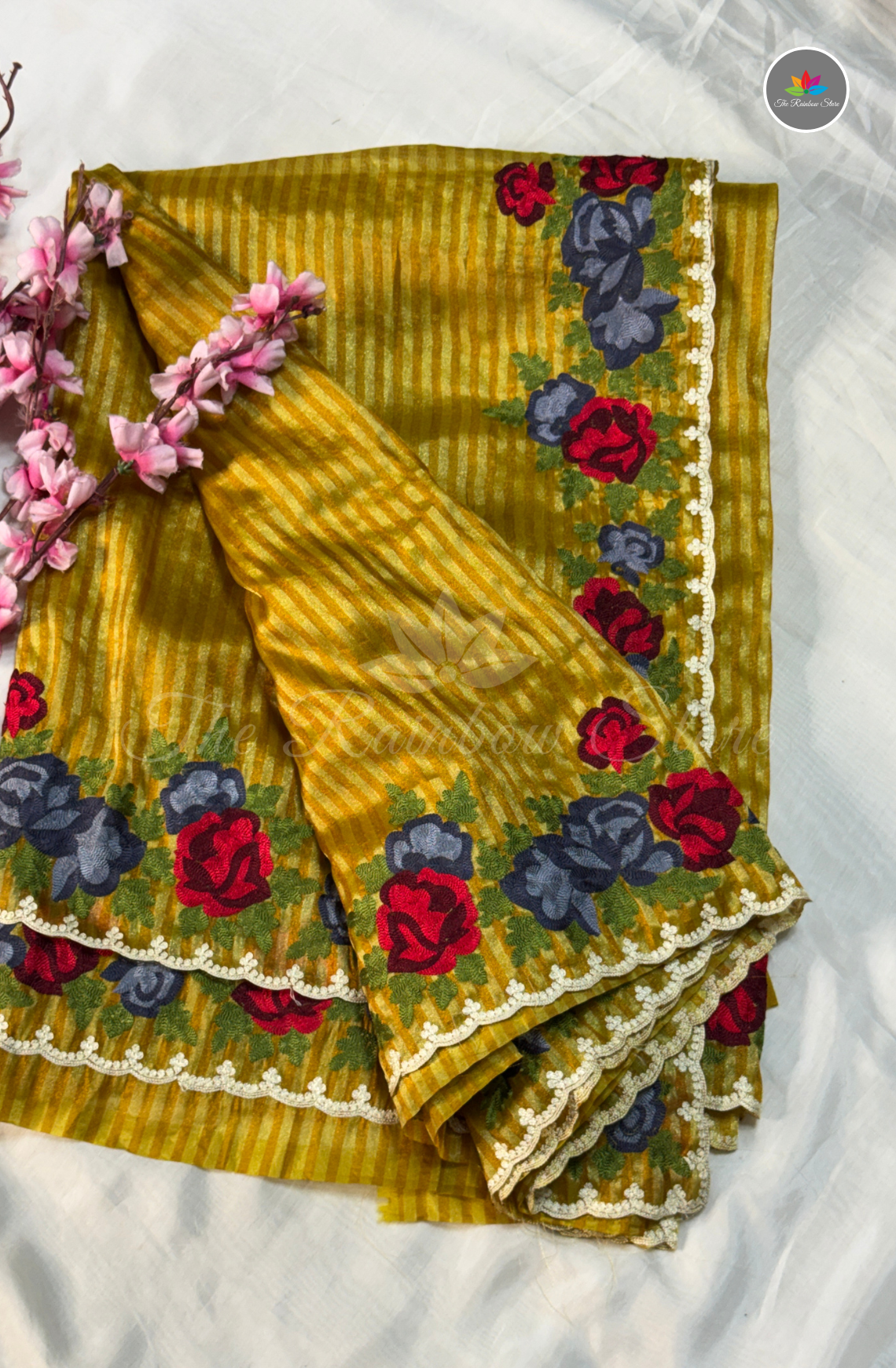 Tissue Saree - Mustard Yellow