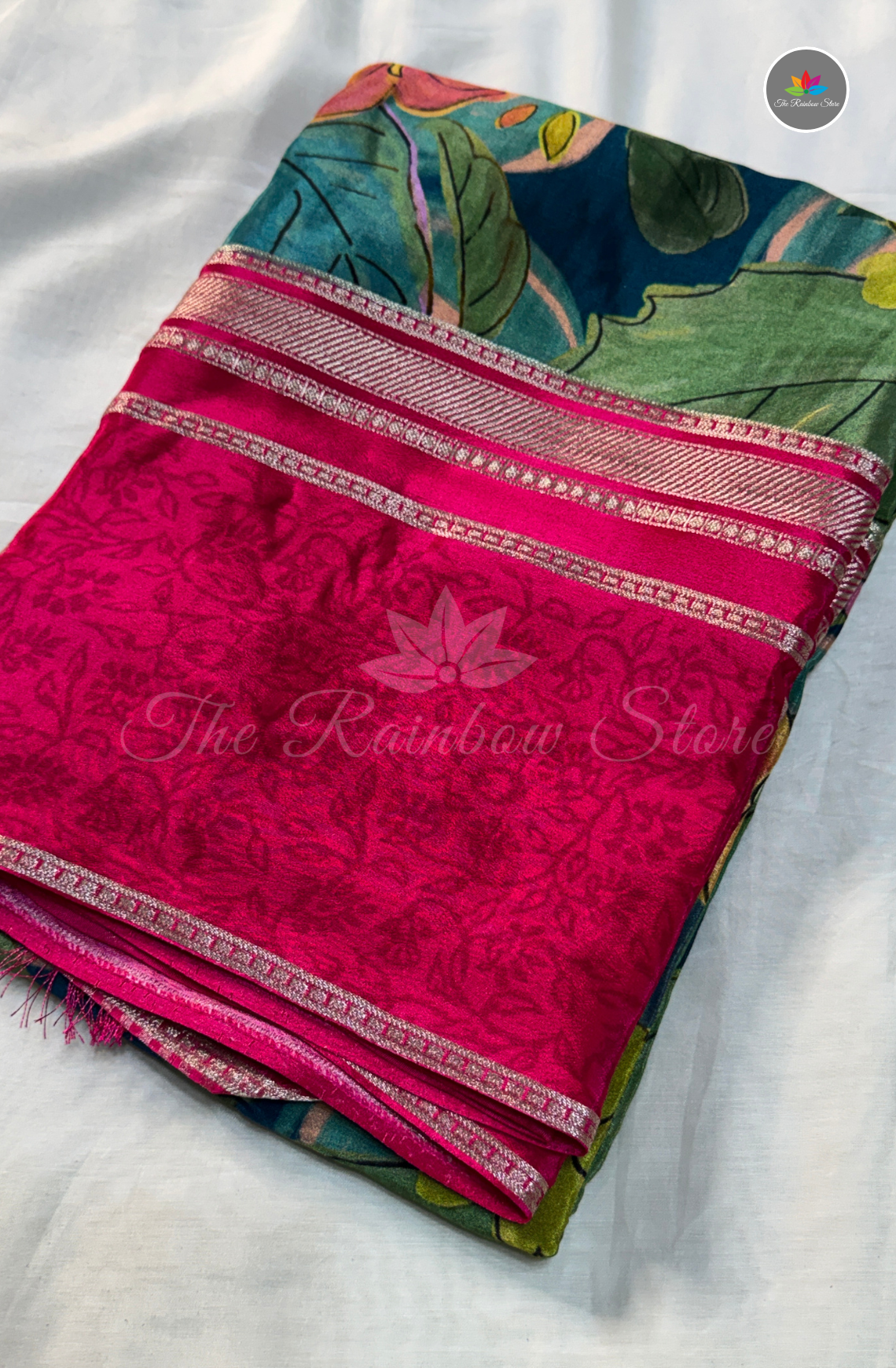 Mysore Crepe Saree - Hot Pink
