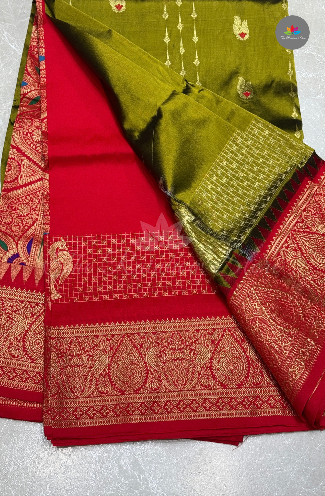 Semi Narayana Pattu - Olive Green