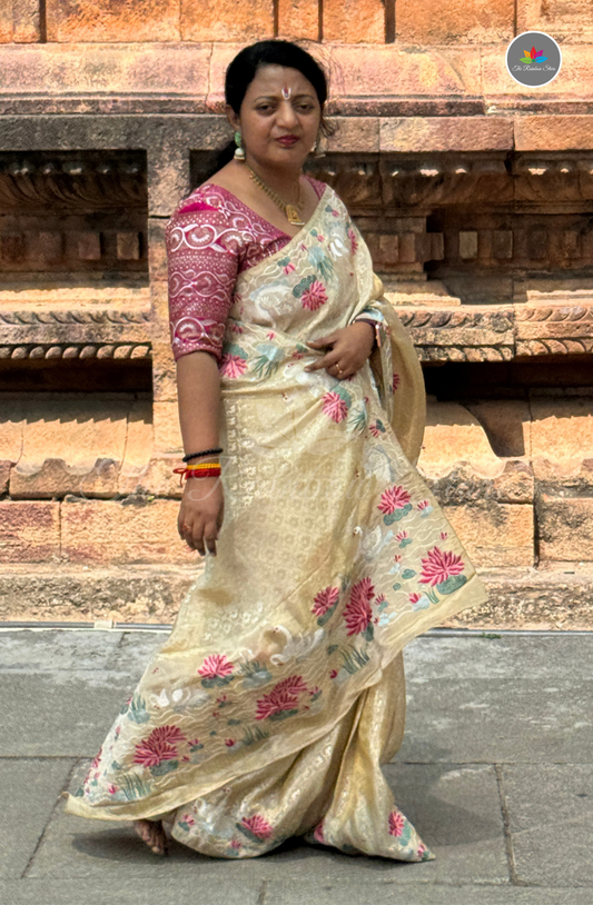 One Gram Brocade Tissue Saree - Tussar