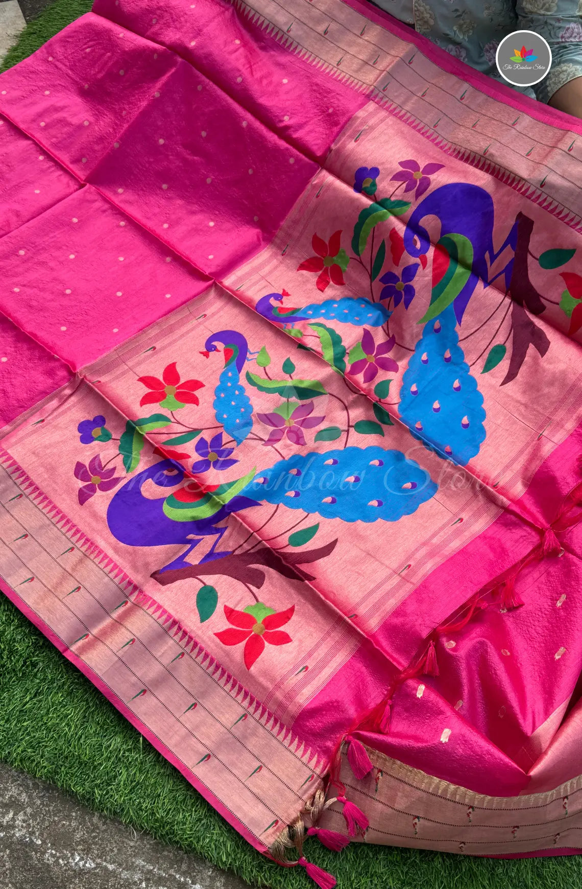 Elegant Paithani Tussar Saree - Rani Pink
