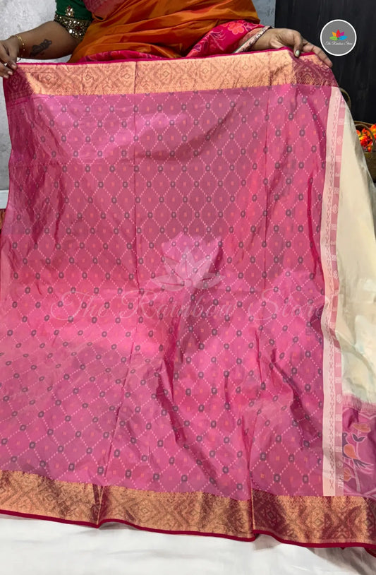 Elegant Patola Semi Silk Saree - Soft Cream