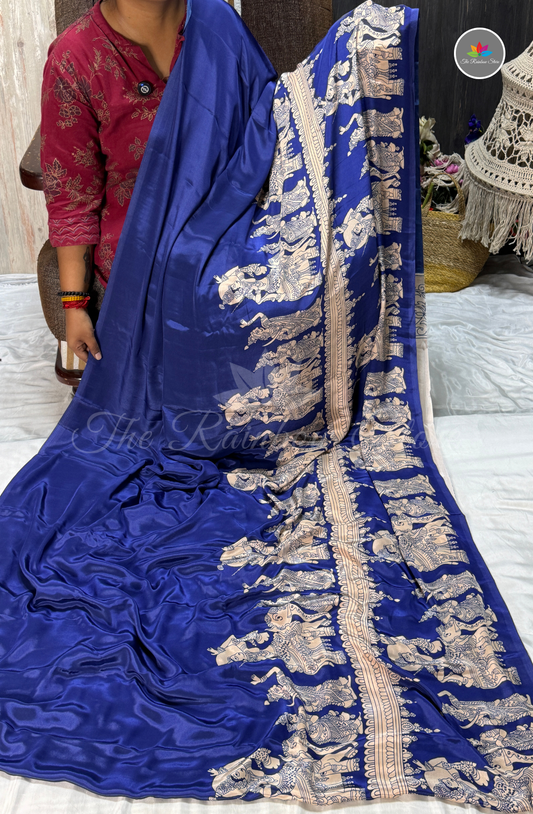 Premium Crepe Saree - Royal Blue