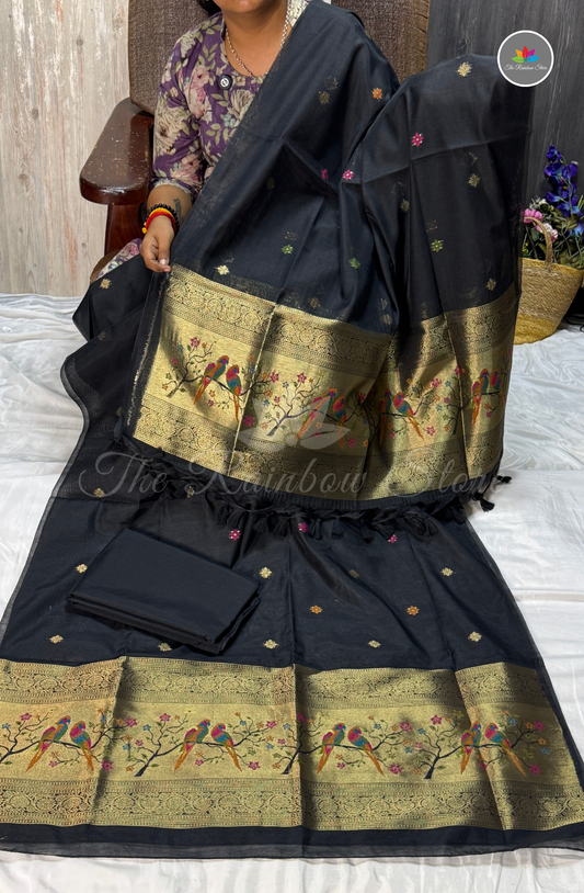 Premium Jamdani Salwar Material Set – Black (Unstitched)