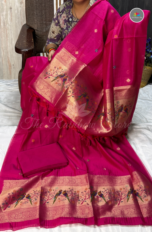 Premium Jamdani Salwar Material Set – Rani Pink (Unstitched)