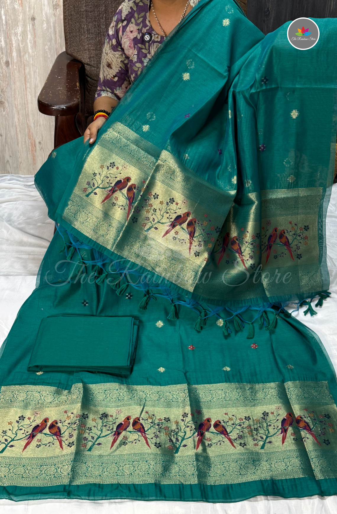 Premium Jamdani Salwar Material Set – Teal Green (Unstitched)