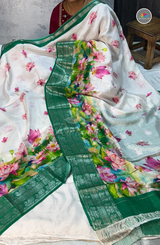 Premium Mangalagiri Pattu With Big Border -Off White