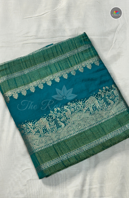 Premium Mushru Silk Saree with Zari Weaving - Teal Green