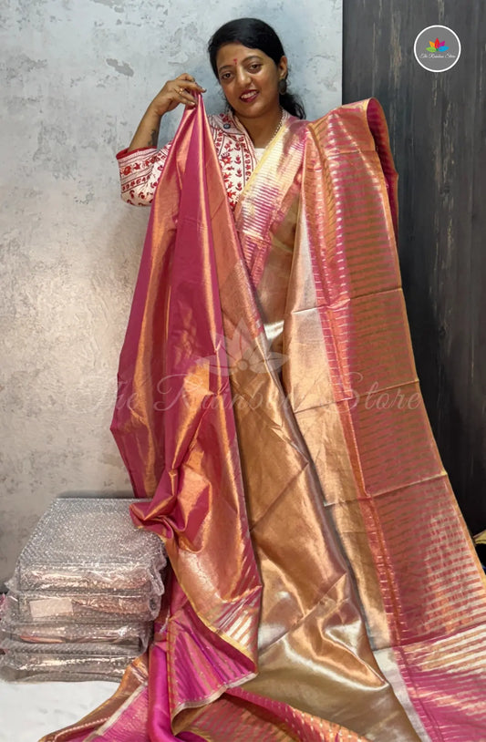 Premium Kanchi Tissue Pattu Saree - Pink