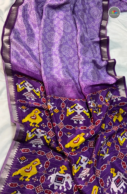 Premium Mangalagiri Pattu With Small Border - Violet