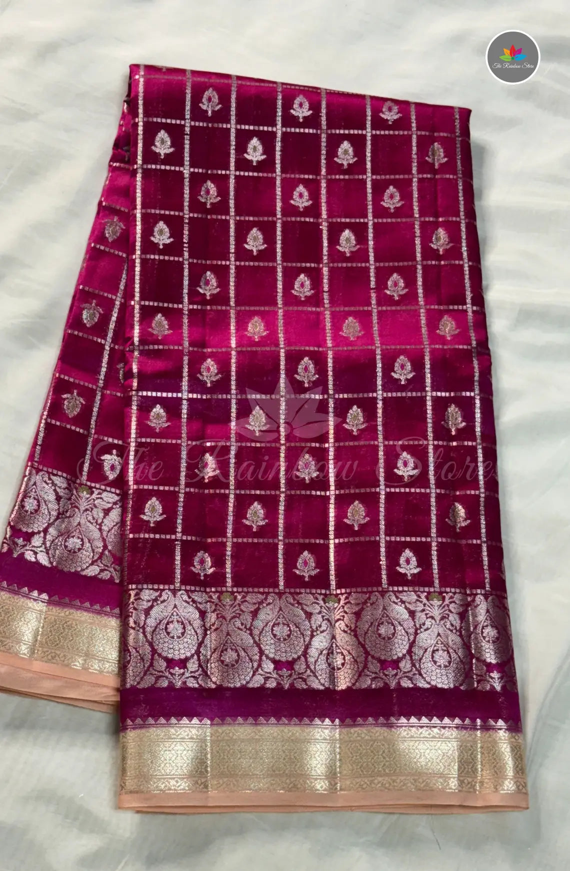 Premium Puna Silk Saree - Dark Pink