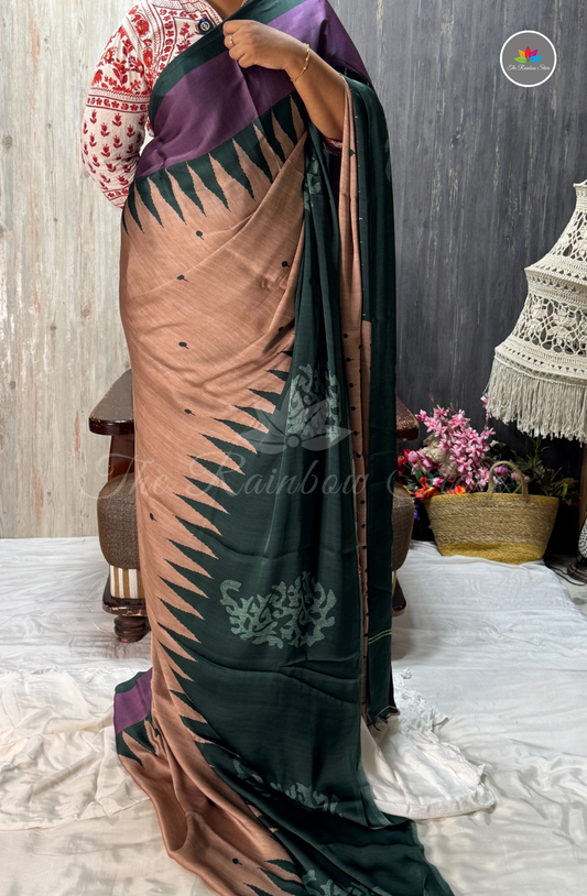 Pure Crepe Saree - Beige