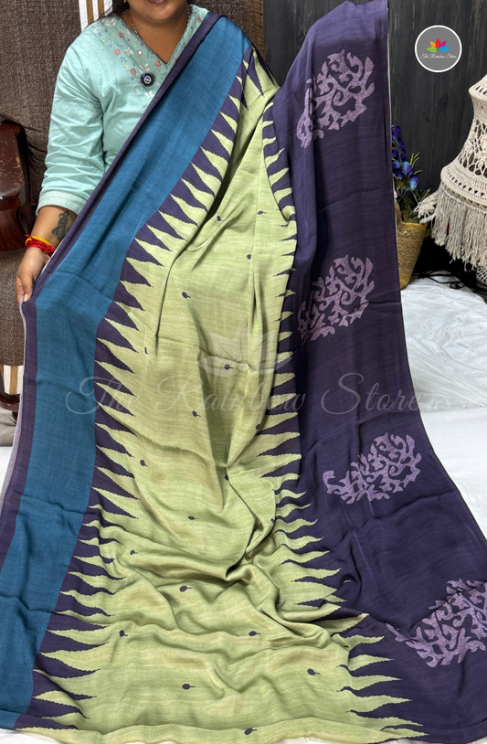 Pure Crepe Saree - Pista Green