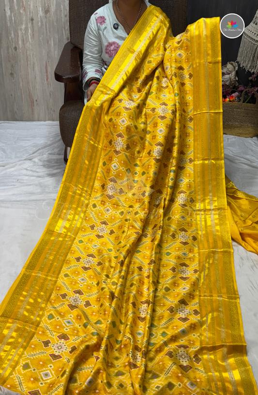 Pure Patola Saree - Mustard Yellow