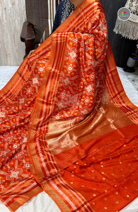 Pure Patola Saree - Orange
