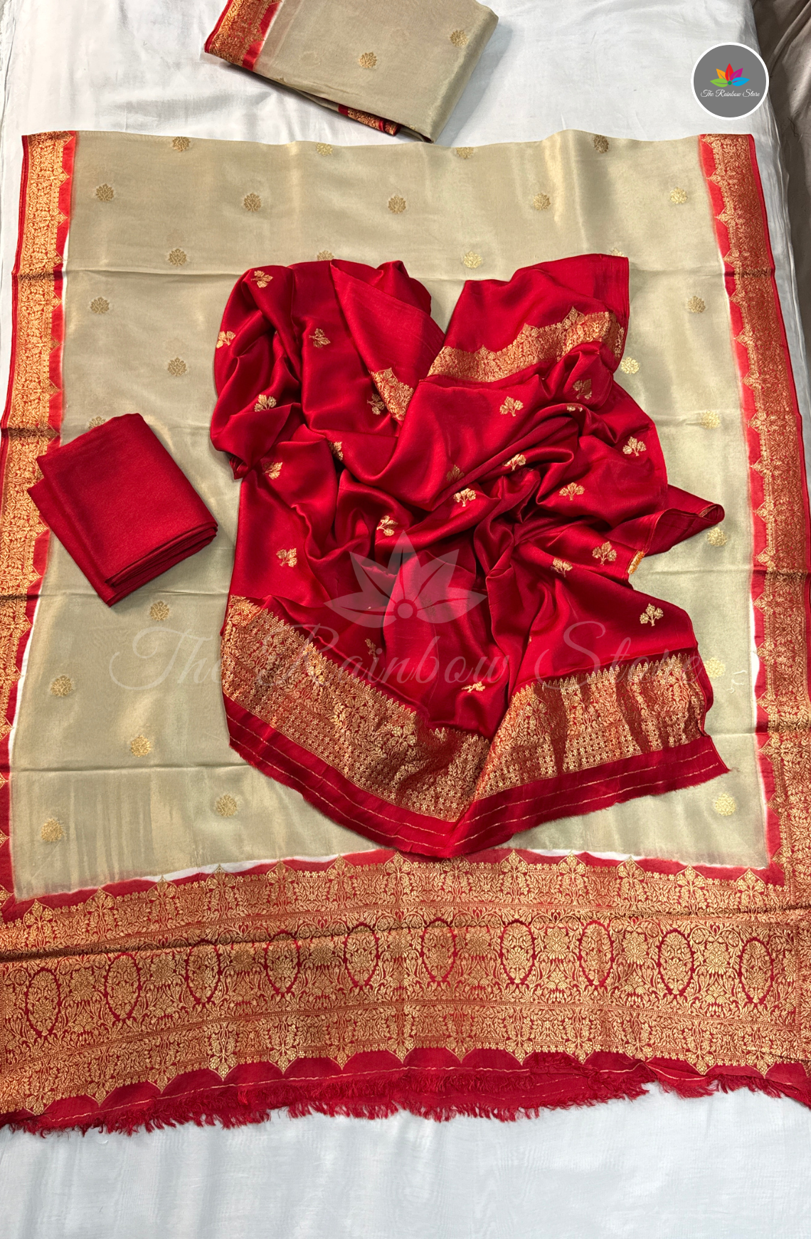 Pure Satin Mushru Silk (3 Piece Set ) - Cream