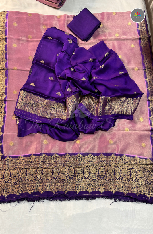 Pure Satin Mushru Silk (3 Piece Set ) - Purple