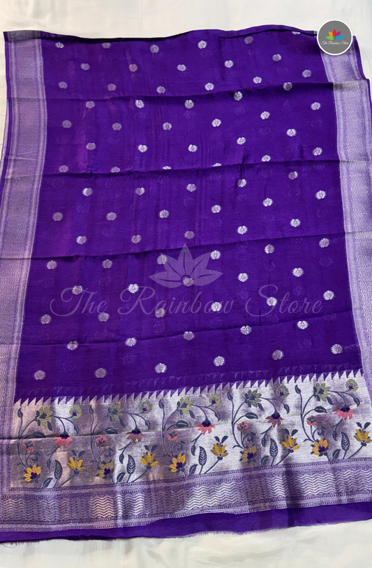 Pure Tusser 3 Piece Salwar Material Set (Unstitched) - Purple