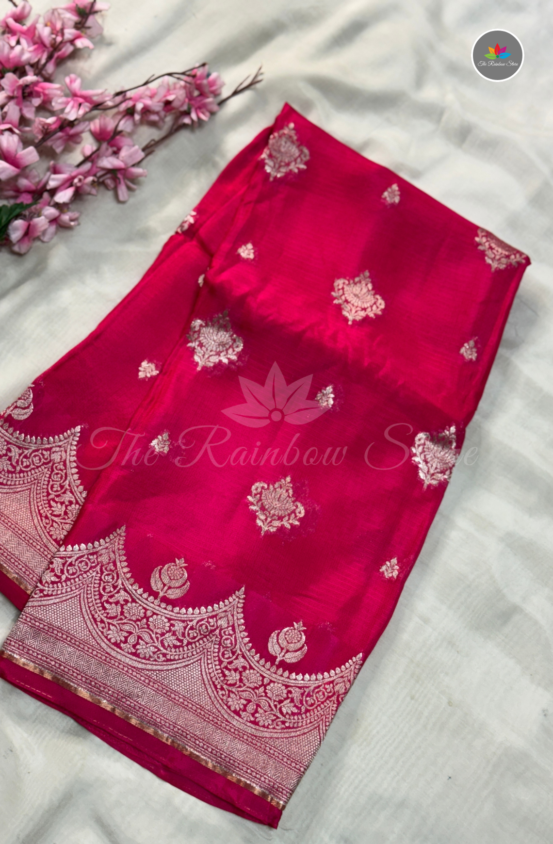 Manipur Kota Silk Saree - Rani Pink