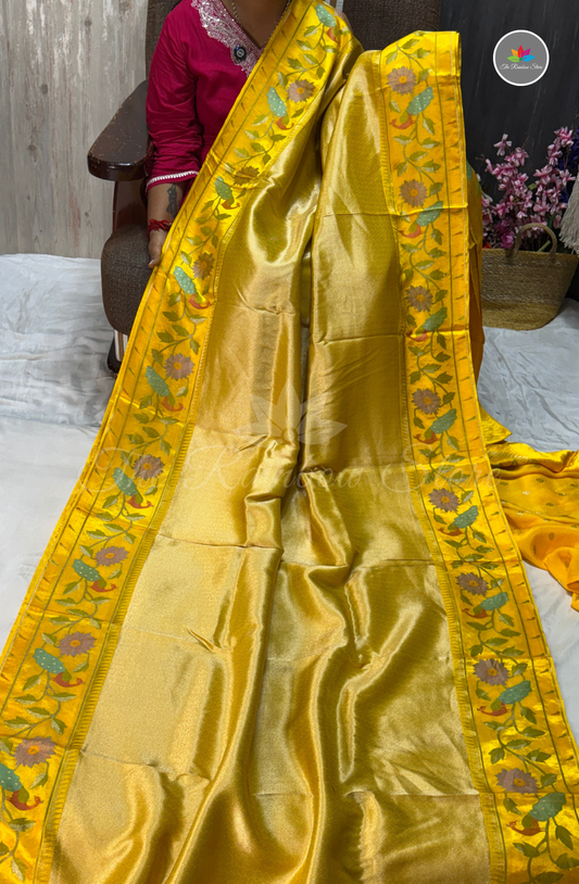 Brocade Tissue Saree - Rich Mustard Yellow
