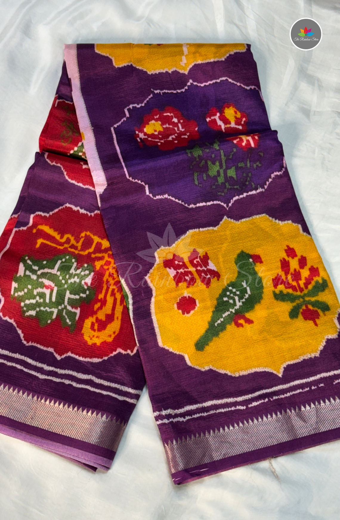 Mangalagiri Pattu Saree - Rich Royal Purple base with Mustard Yellow