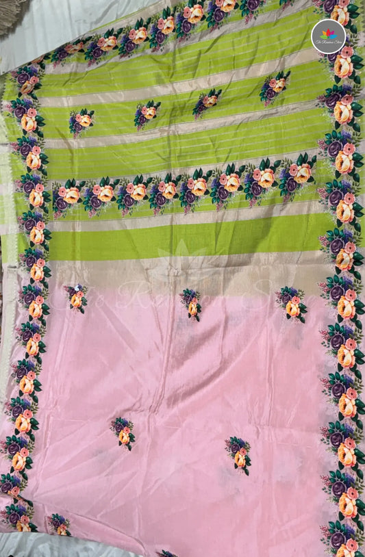 Pure Mangalagiri Pattu with Tanjore Paints - Blush Pink