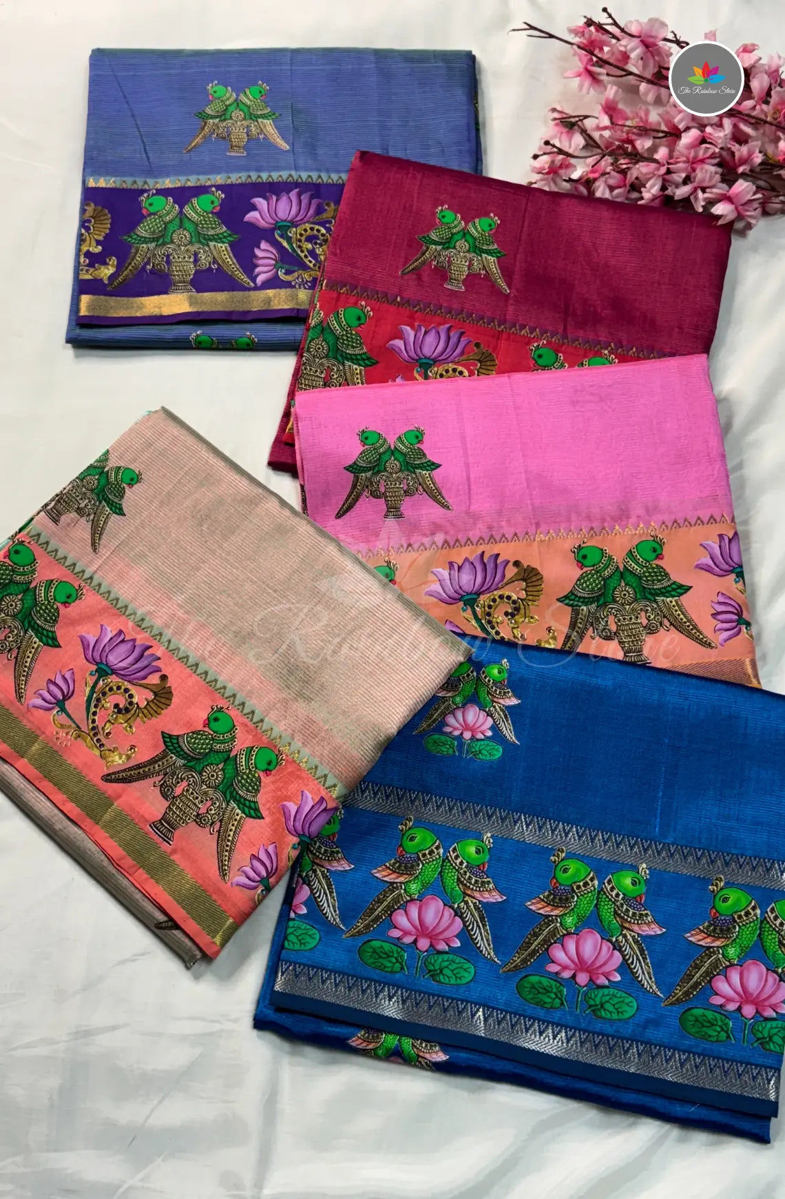 Pure Mangalagiri Pattu with Tanjore Paints - Pink