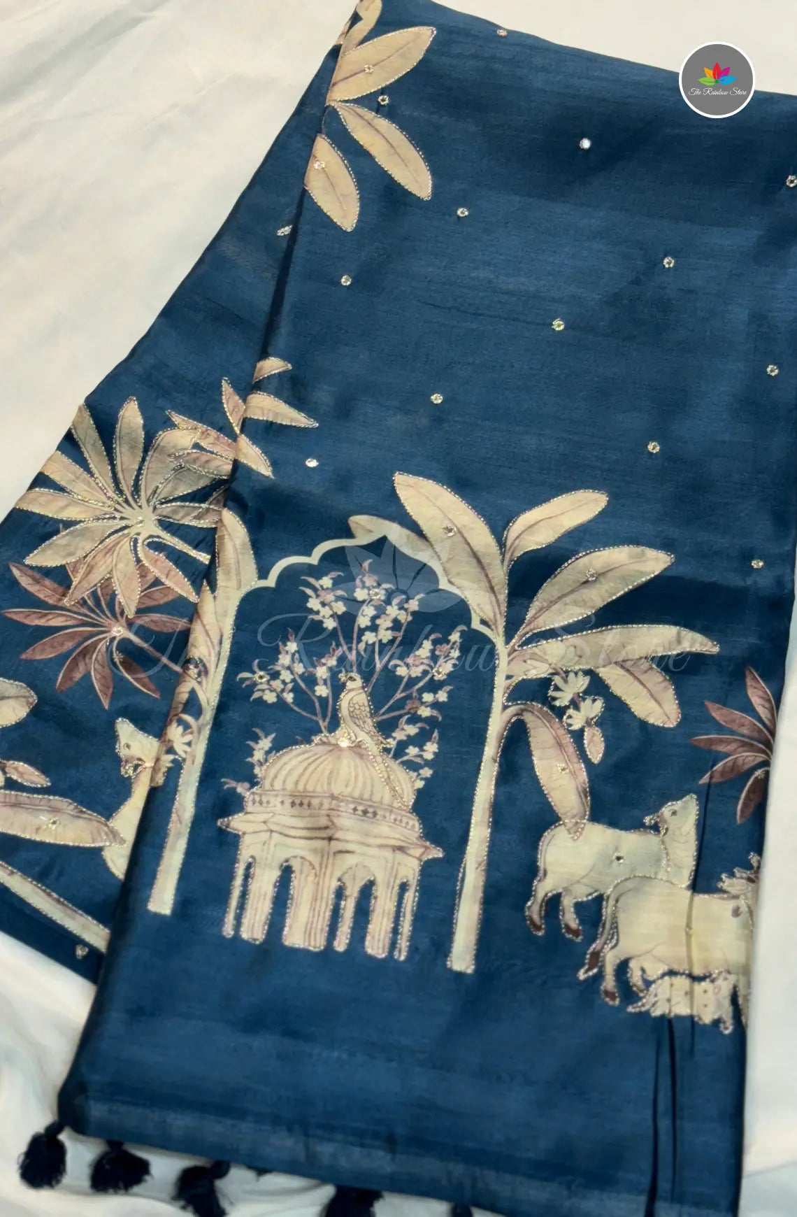 Premium Tussar Silk Saree - Teal Blue