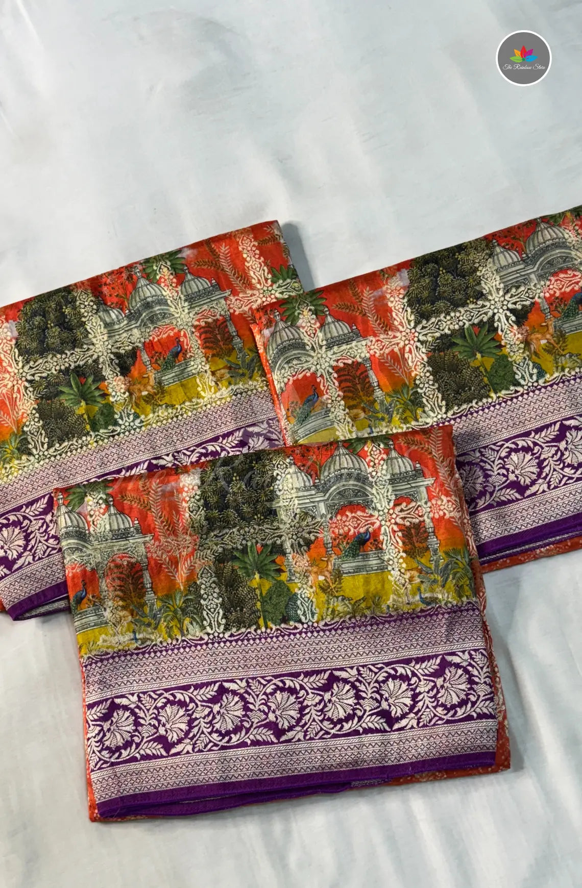 Visco Crepe Saree - Rust Orange