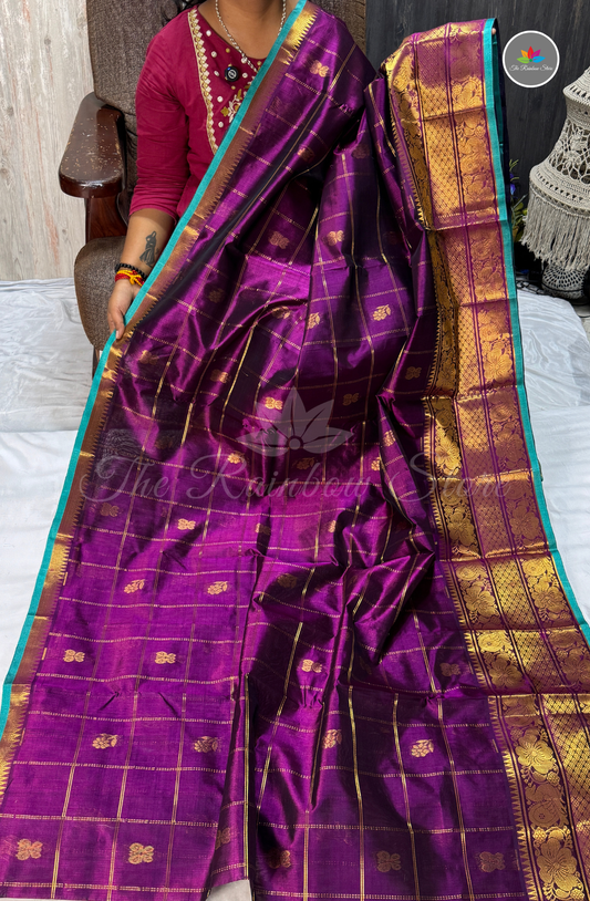 Handloom Mangalagiri Pattu Saree - Purple