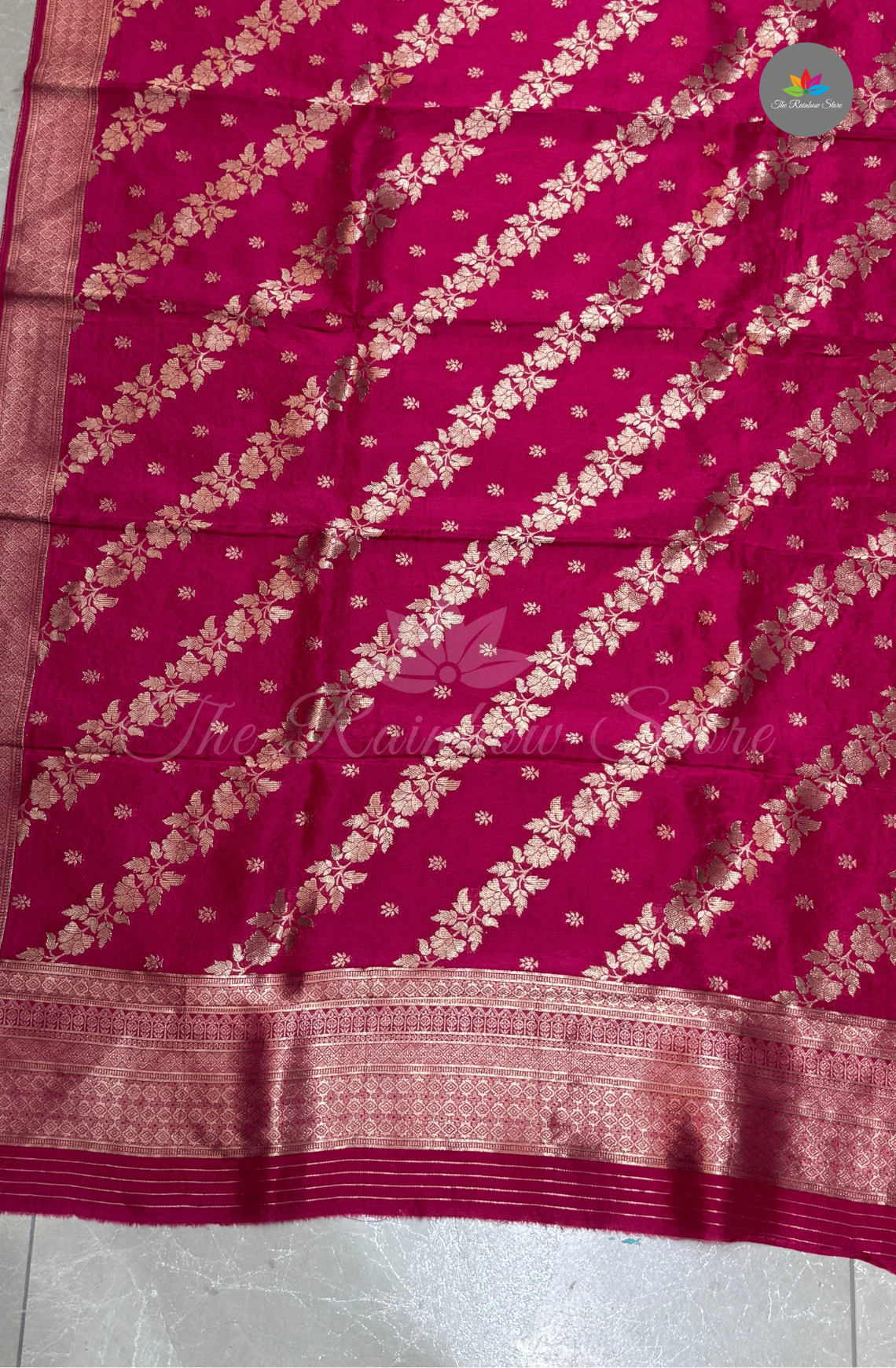3 piece set pure Tusser dress material(salwar) - magenta