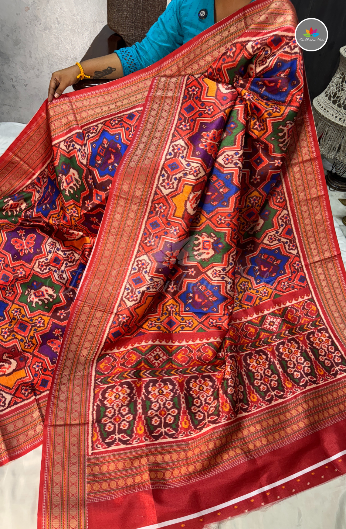 Rajkot Double Ikkat Patola Saree - Multi Colour