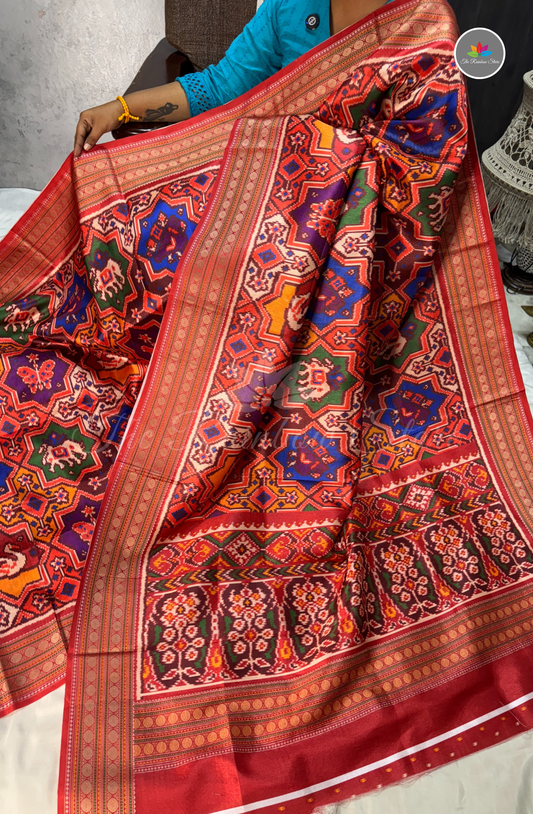 Rajkot Double Ikkat Patola Saree - Multi Colour