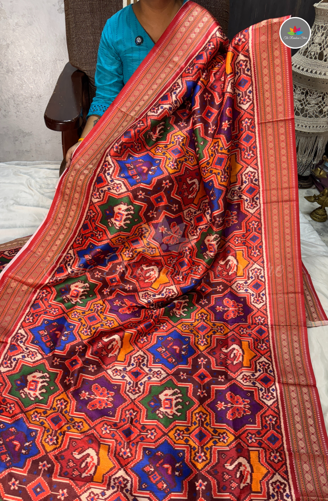 Rajkot Double Ikkat Patola Saree - Multi Colour