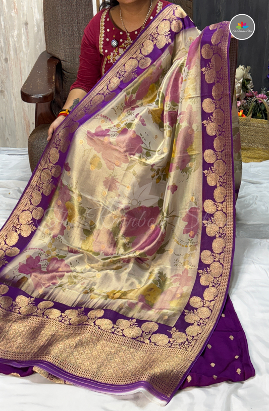 3 Pcs Set Pure Satin Mushru Salwar Material – Purple