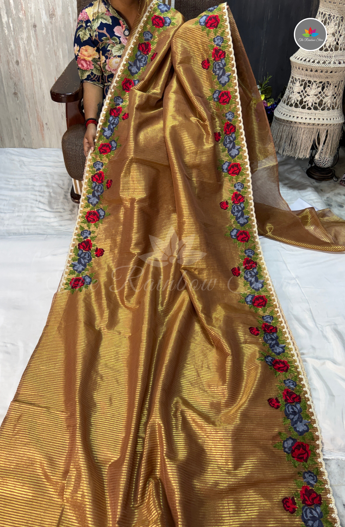 Tissue Saree - Antique Gold