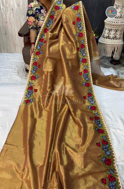 Tissue Saree - Antique Gold