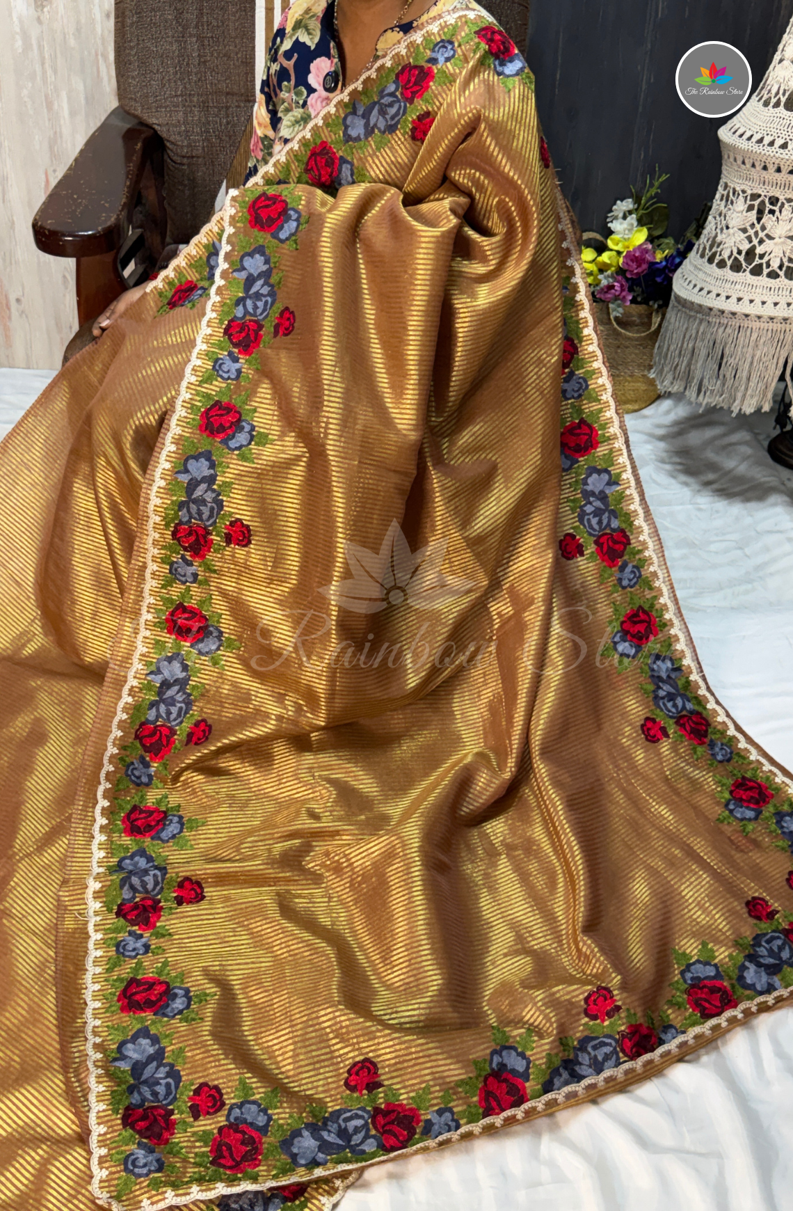 Tissue Saree - Antique Gold
