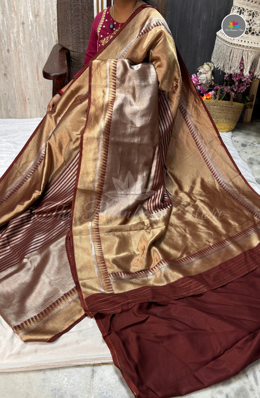 Banarasi Brocade Tissue Saree - Antique Gold