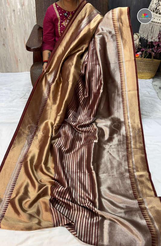 Banarasi Brocade Tissue Saree - Antique Gold