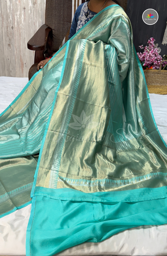 Banarasi Brocade Tissue Saree - Aqua Green
