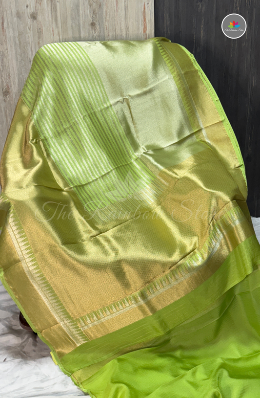 Banarasi Brocade Tissue Saree - Lime Green