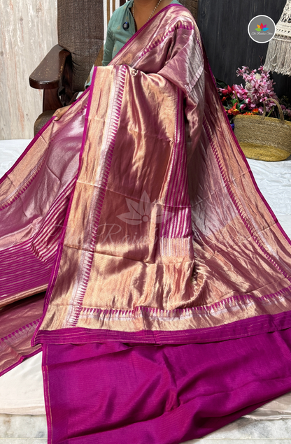 Banarasi Brocade Tissue Saree - Magenta