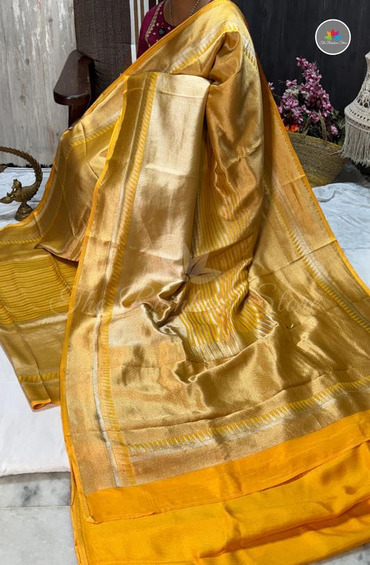 Banarasi Brocade Tissue Saree - Mustard Yellow