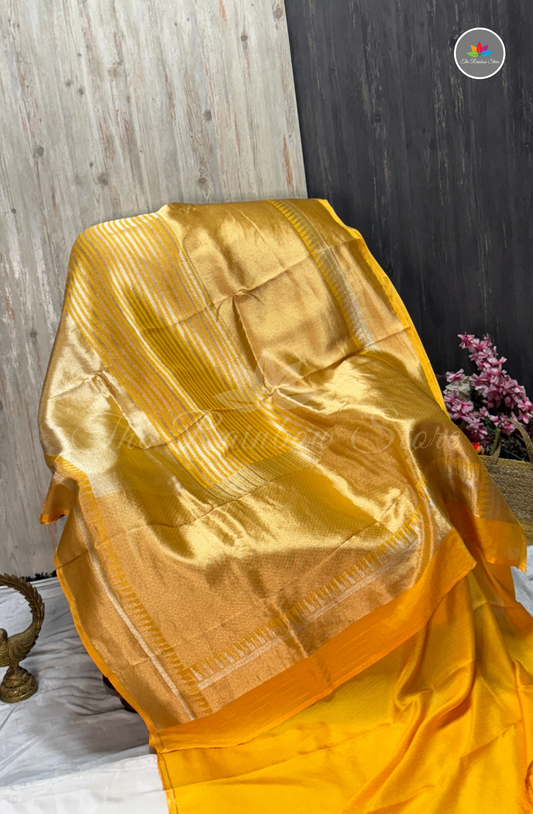 Banarasi Brocade Tissue Saree - Mustard Yellow