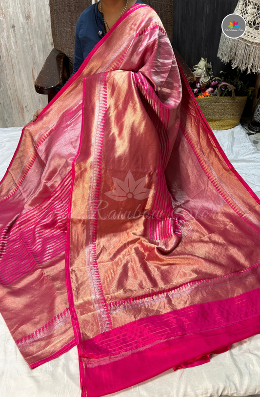 Banarasi Brocade Tissue Saree - Pink