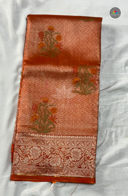 Banarasi Tissue Brocade Saree - Burnt Orange