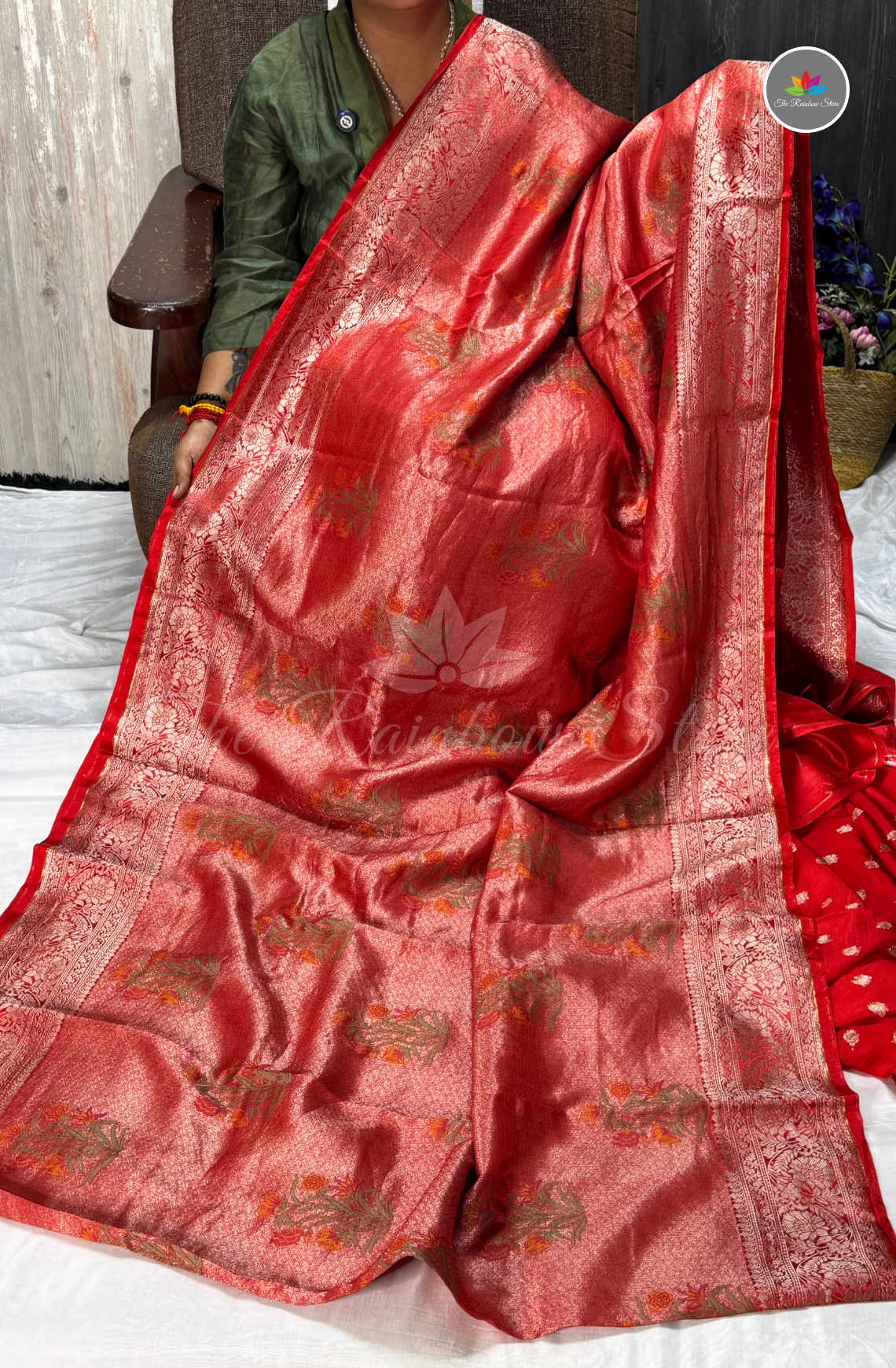 Banarasi Tissue Brocade Saree - Classic Red